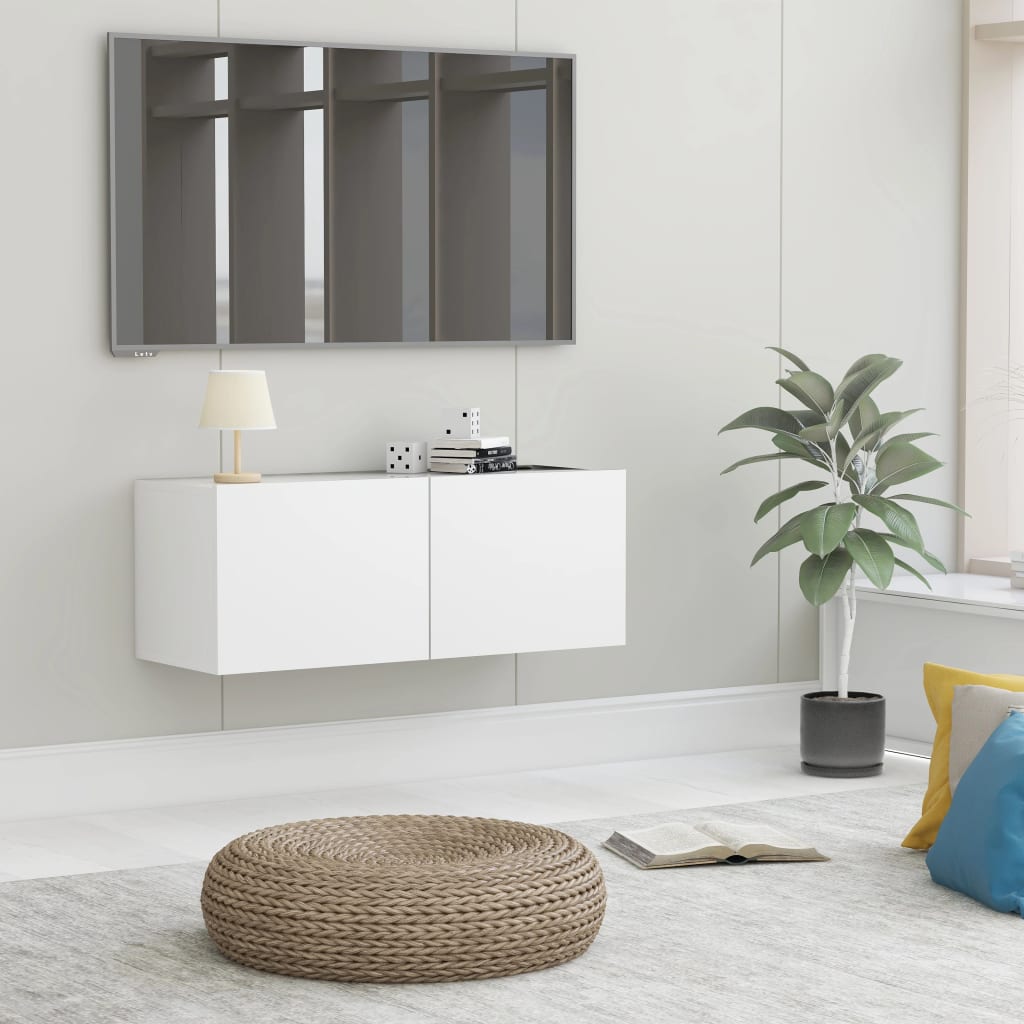 Vetonek Mueble para TV madera contrachapada blanco 80x30x30 cm