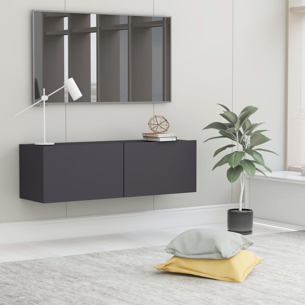 Vetonek Mueble pared TV madera contrachapada gris 100x30x30 cm