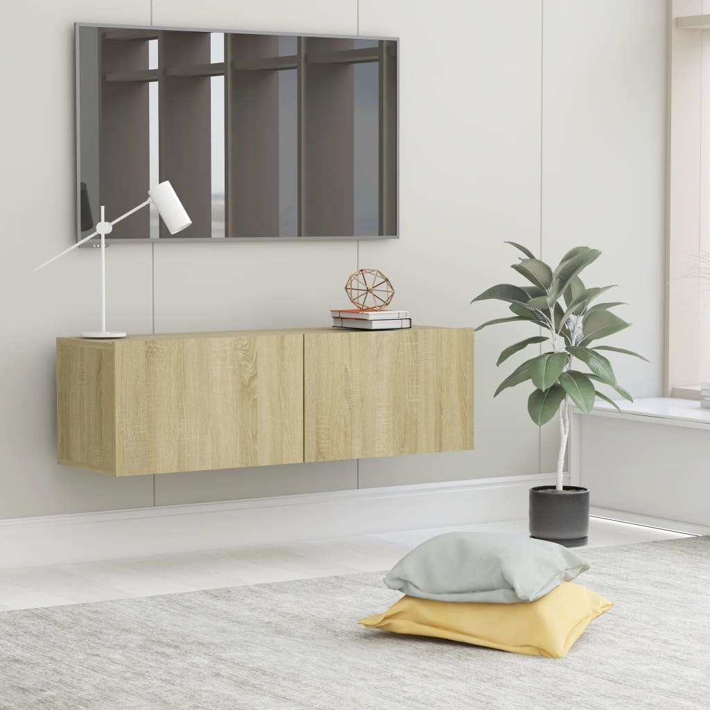 Vetonek Mueble para TV madera contrachapada color roble 100x30x30 cm