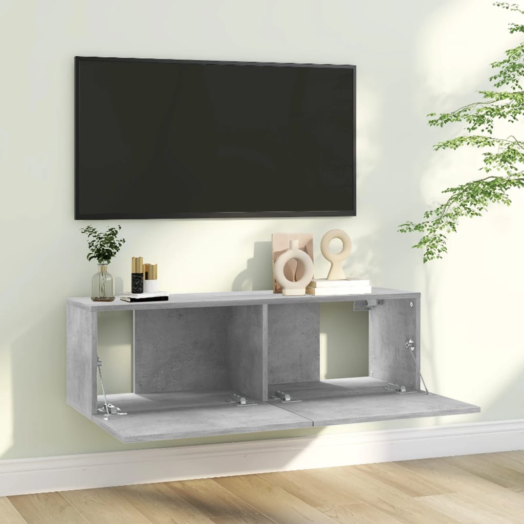 TV furniture gray wood 100x30x30 cm