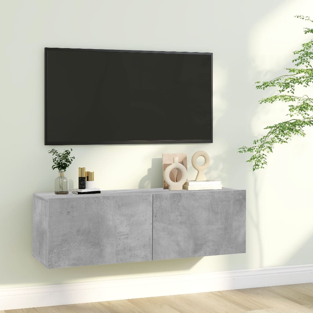 Vetonek Mueble para TV madera contrachapada gris hormigón 100x30x30 cm