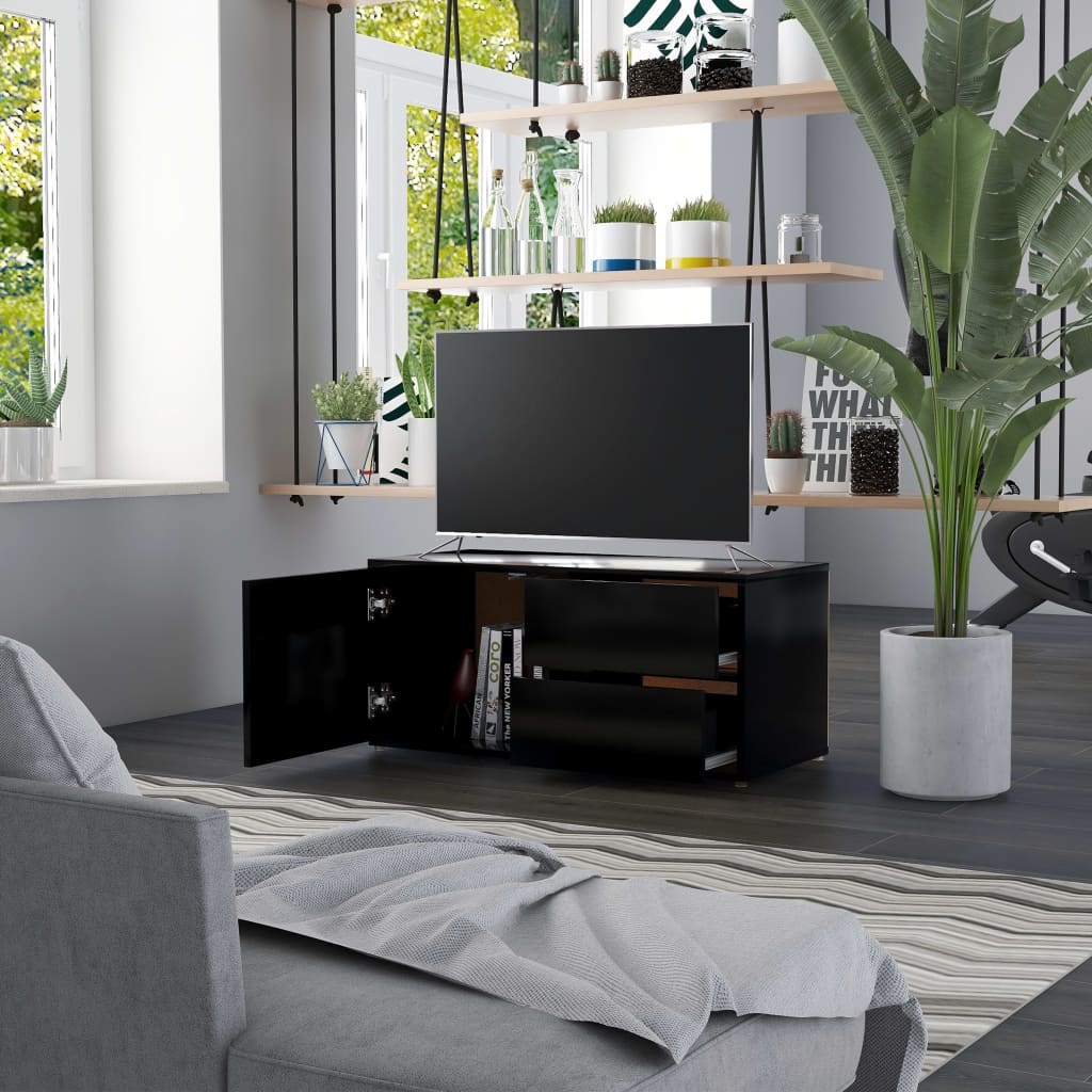 Mobili tv in legno nero 80x34x36 cm