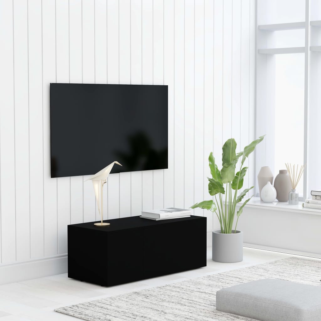 Vetonek Mueble para TV madera contrachapada negro 80x34x30 cm