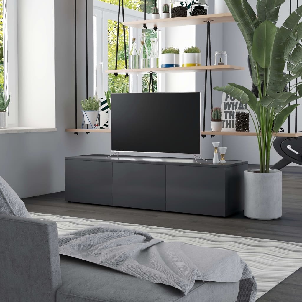 Vetonek Mueble para TV madera contrachapada gris 120x34x30 cm