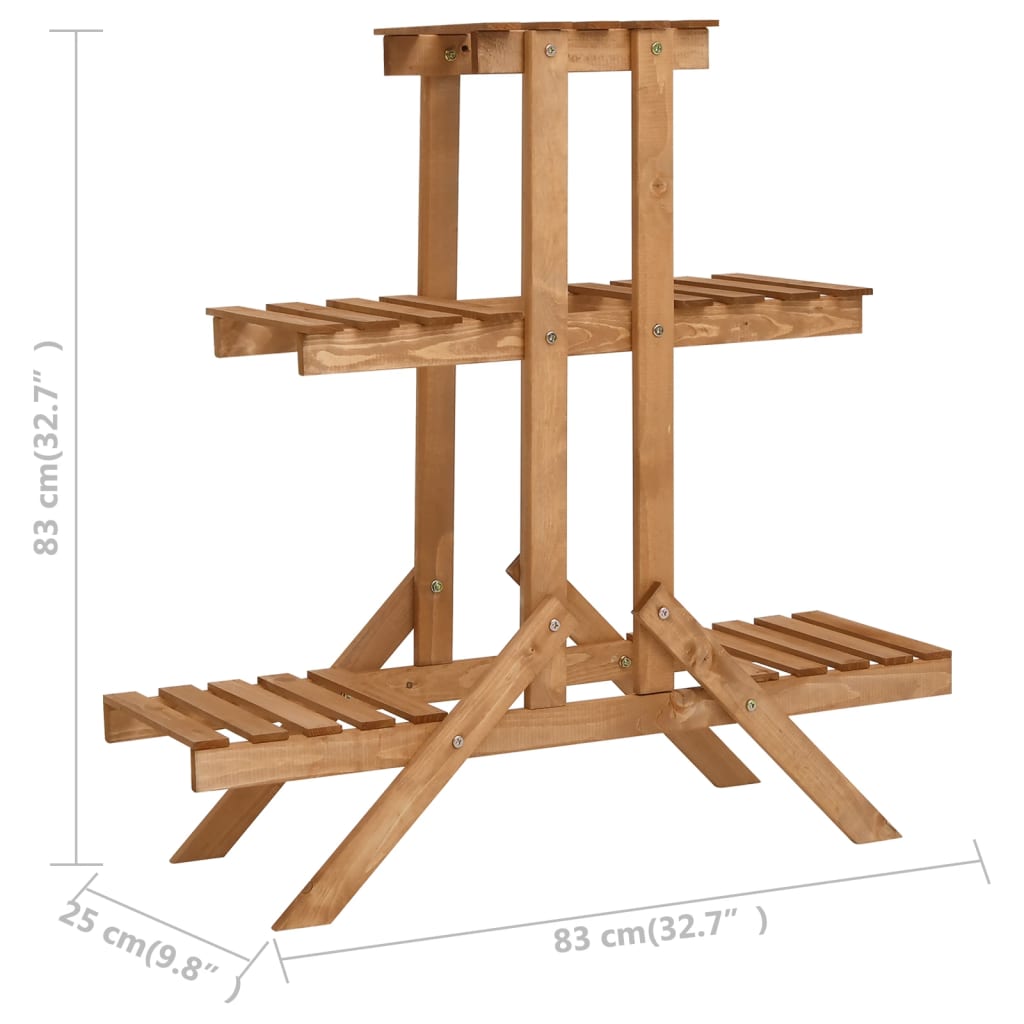 Soporte para plantas de madera de abeto 83x25x83 cm