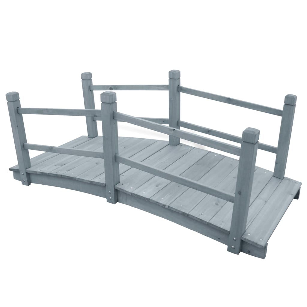 Vetonek Puente de jardín madera maciza de abeto gris 140x60x56 cm