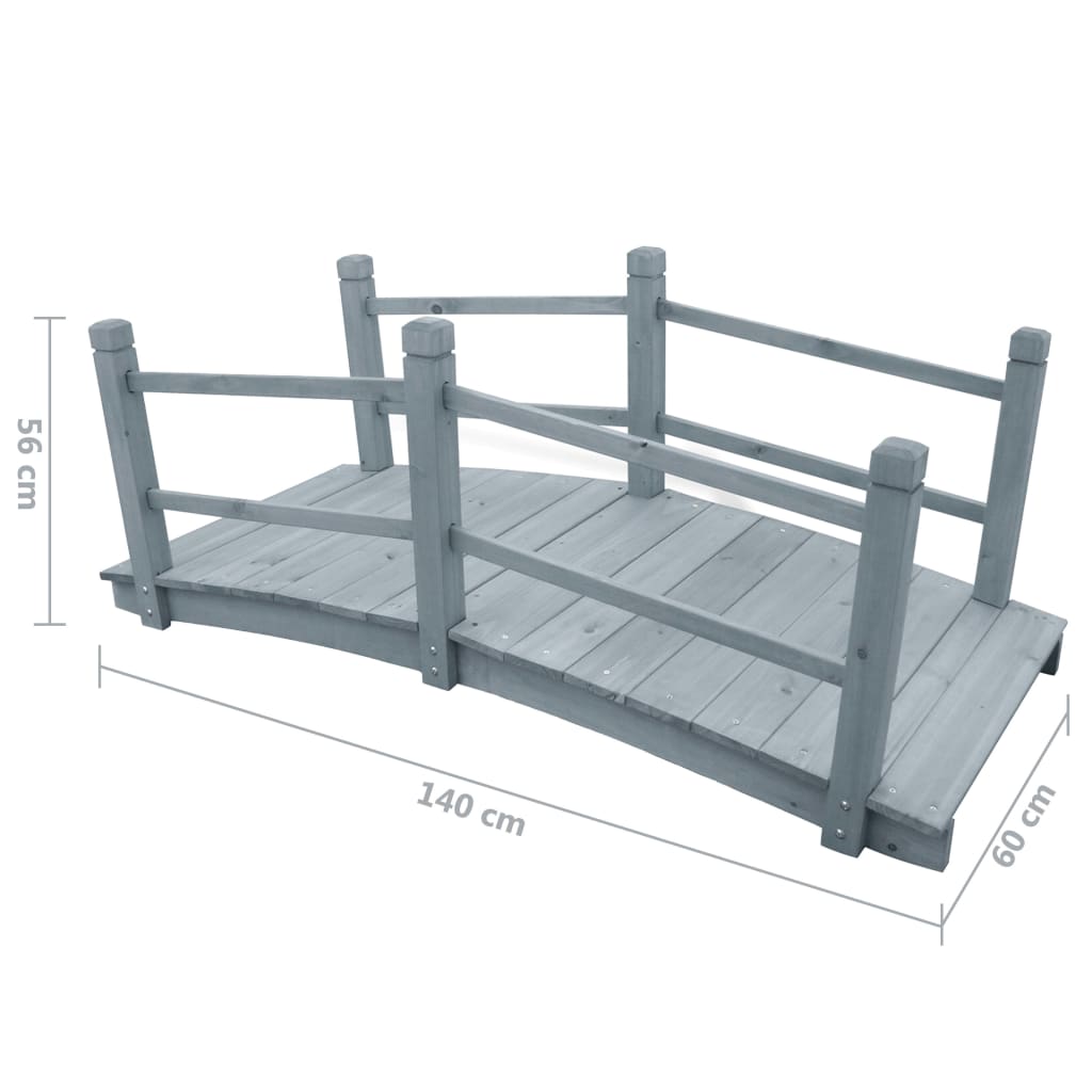 Puente de jardín madera maciza de abeto gris 140x60x56 cm vidaXL