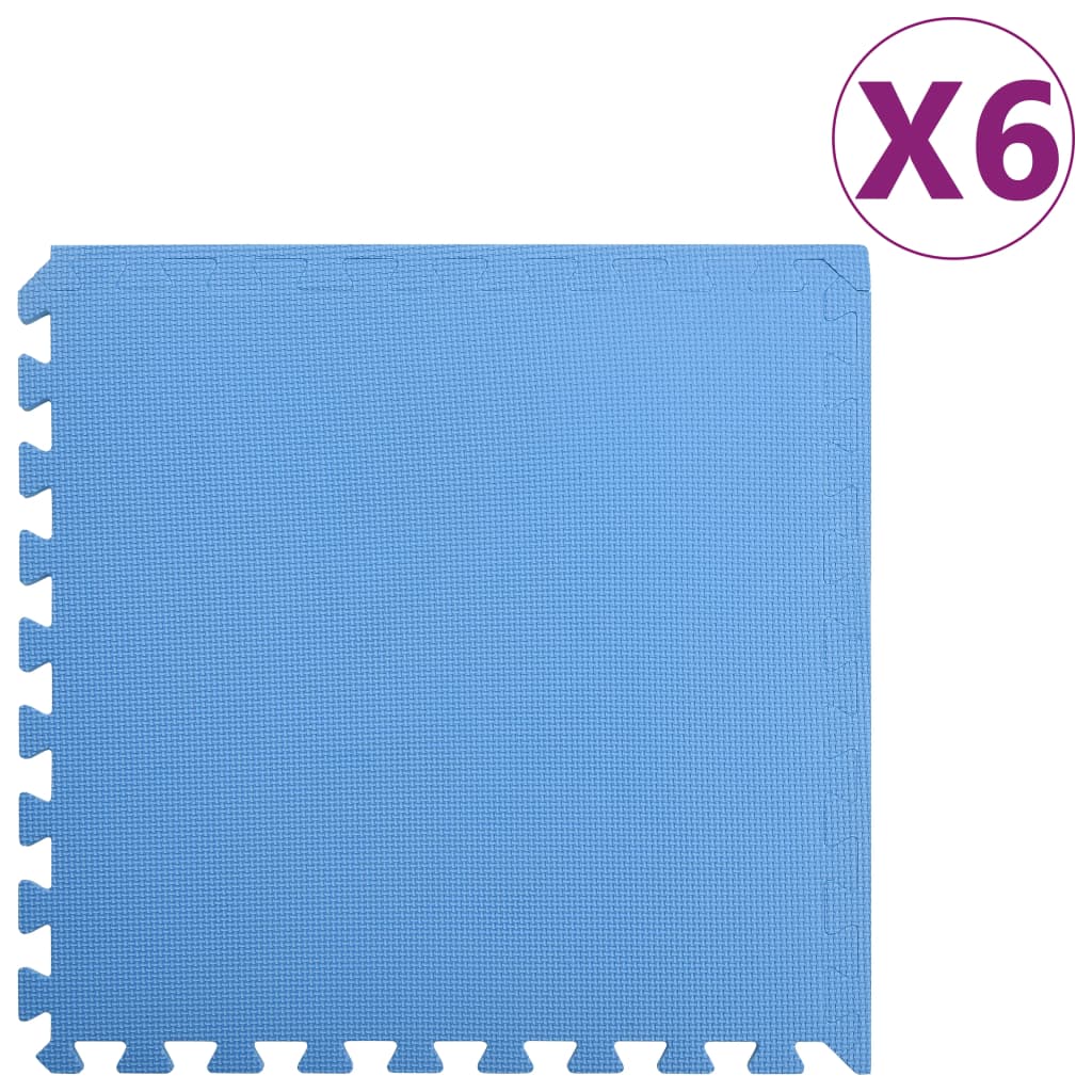 Vetonek Alfombrillas de goma EVA azul 6 uds 2,16 ㎡