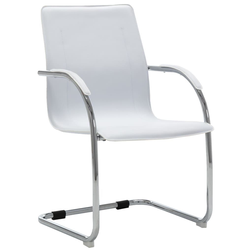 Vetonek Silla de oficina voladiza de cuero sintético blanco