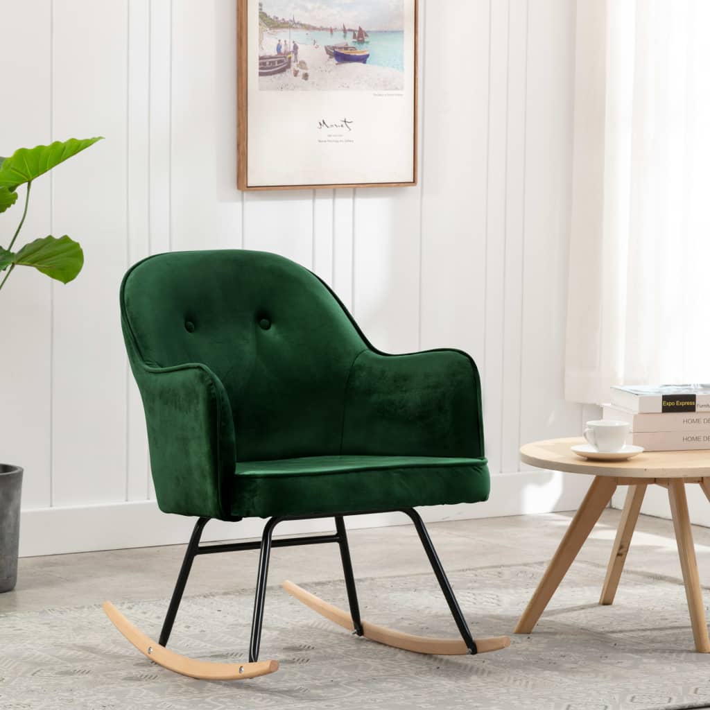 Vetonek Silla de comedor de terciopelo verde oscuro