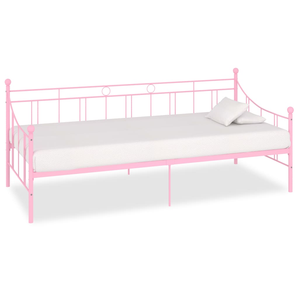 Vetonek Estructura de cama sin colchón metal rosa 90x200 cm