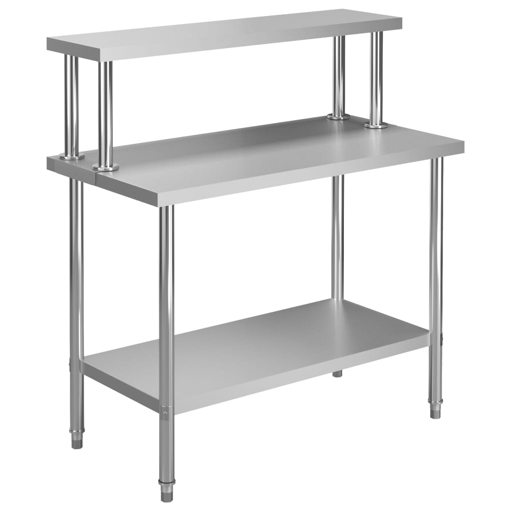 Vetonek Mesa de trabajo de cocina con estante acero inox 120x60x120cm