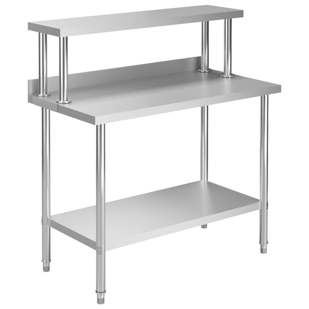 Vetonek Mesa de trabajo de cocina con estante acero inox 120x60x120 cm