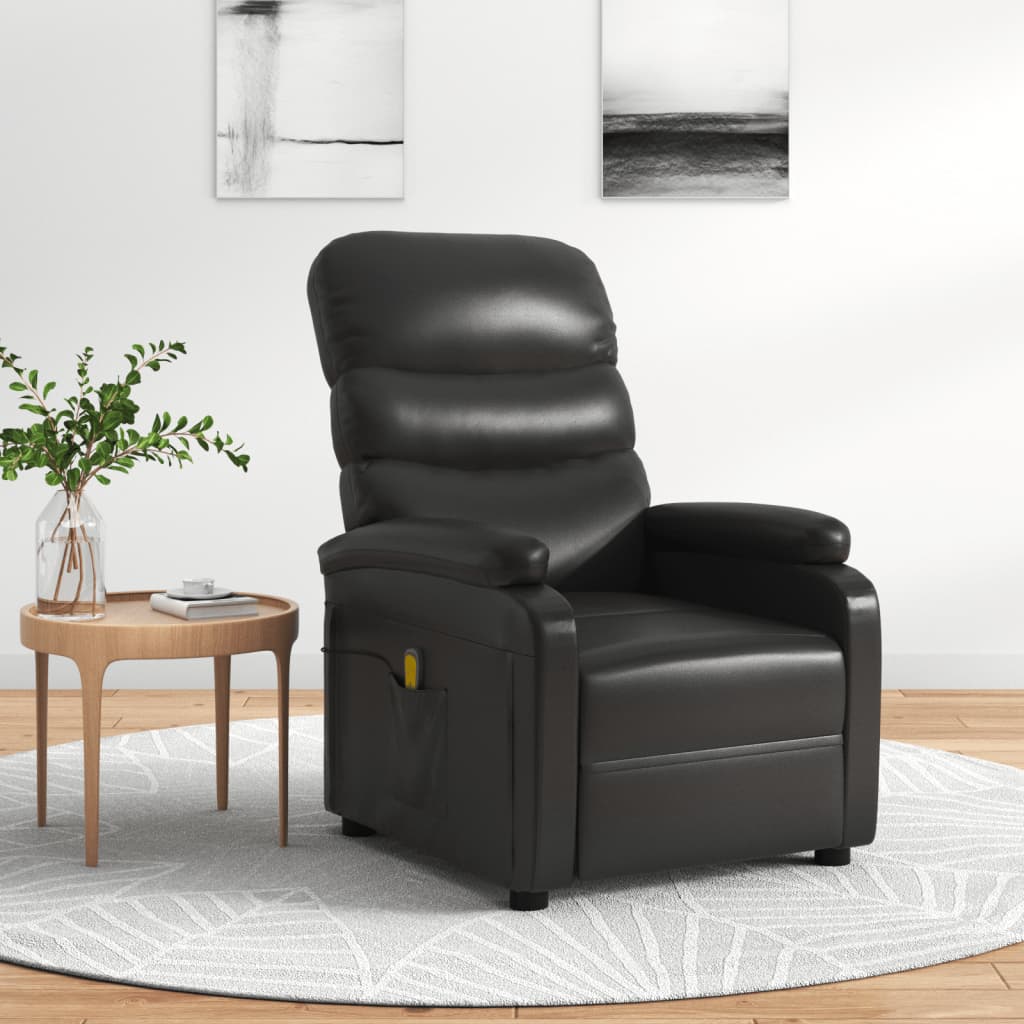 Vetonek Sillón de masaje de cuero sintético negro