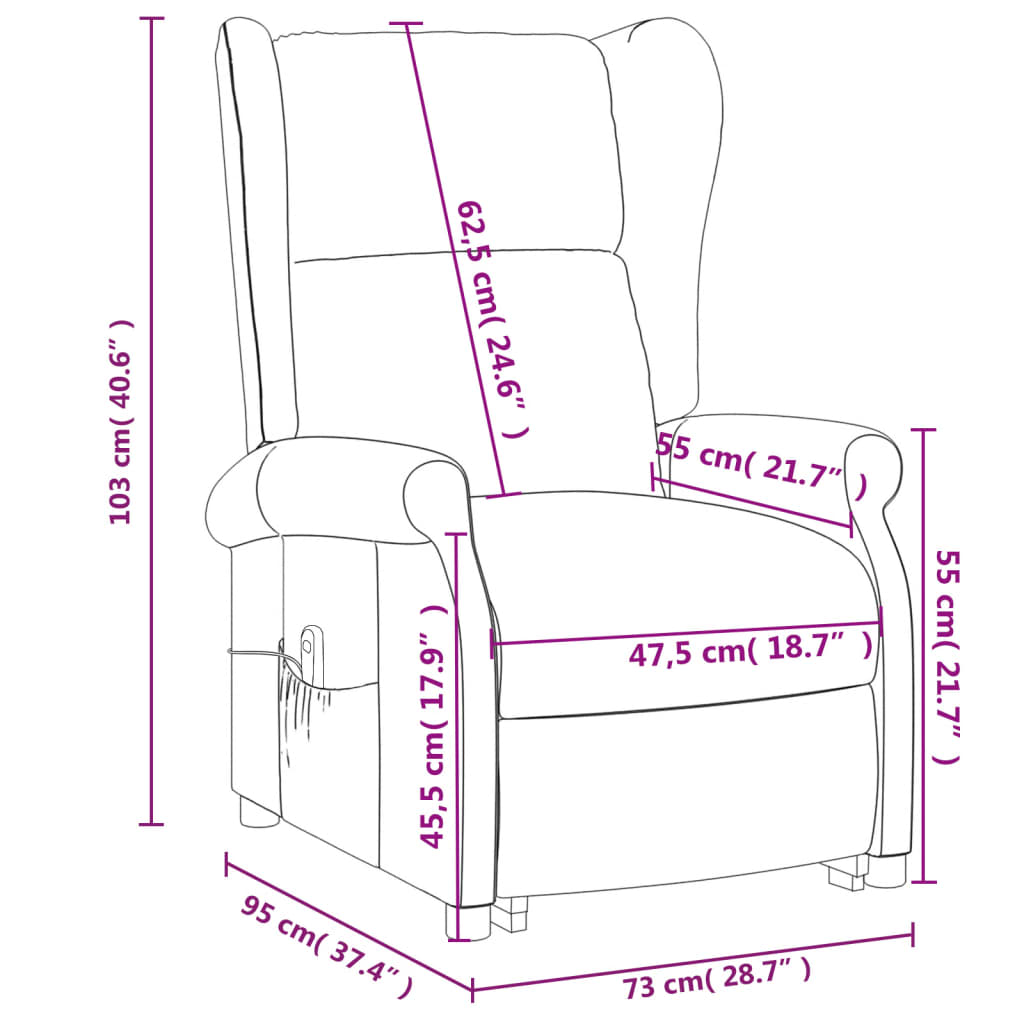 Sillón elevable tela gris claro vidaXL