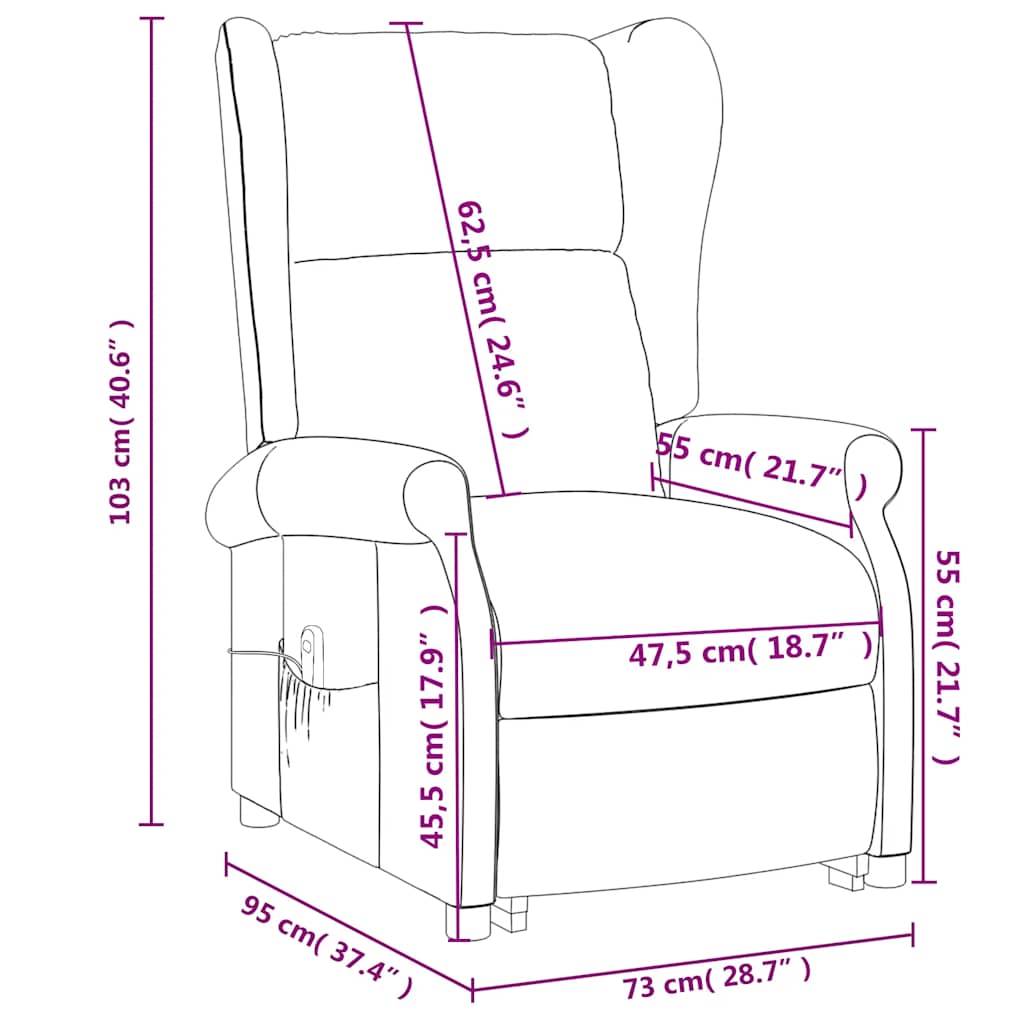 Sillón elevable tela negro vidaXL