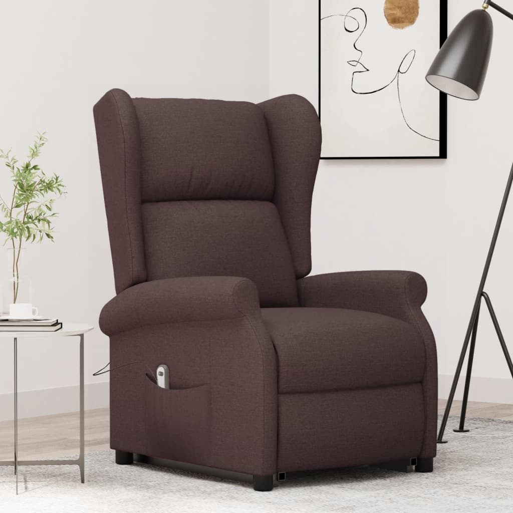 Vetonek Sillón elevable tela marrón oscuro