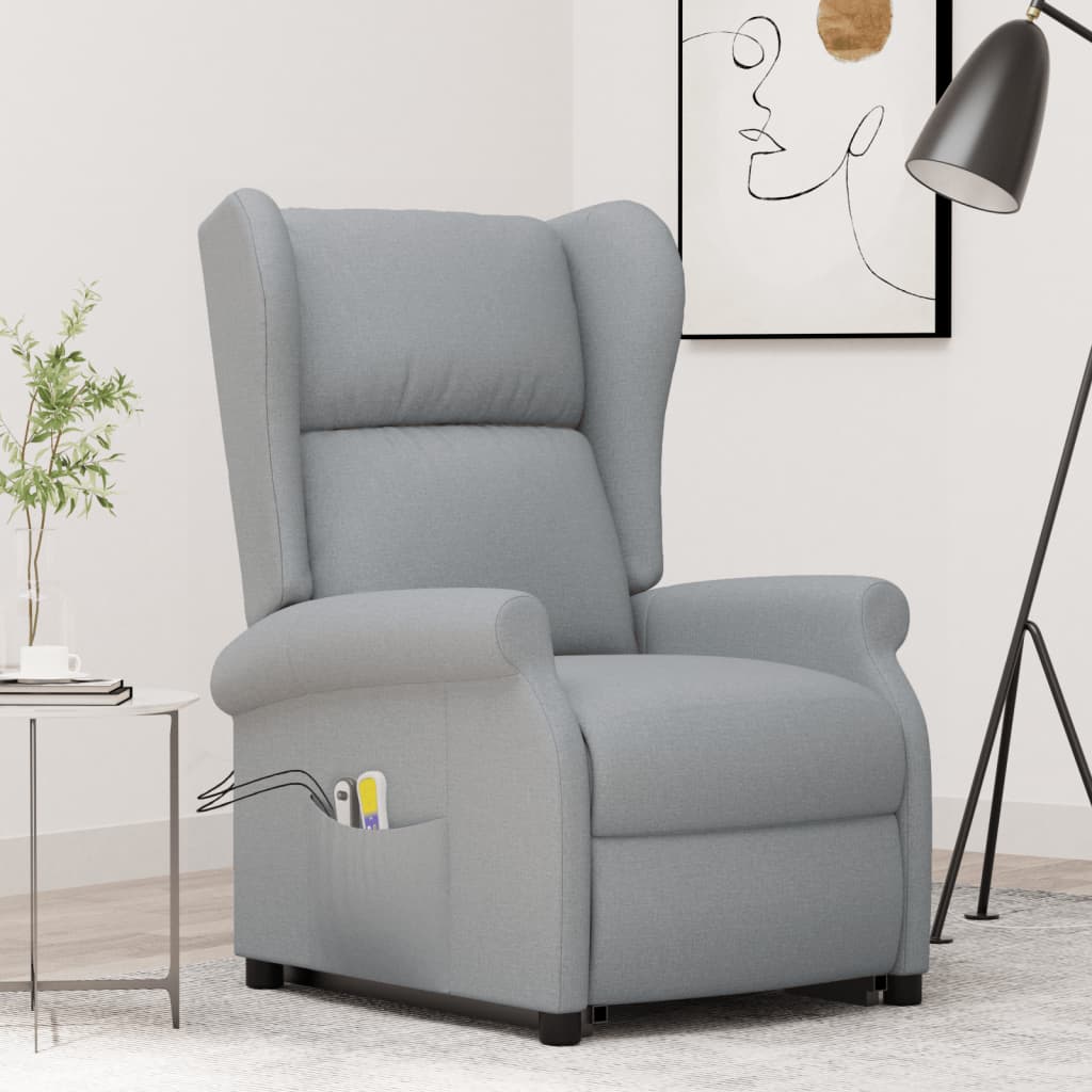 Vetonek Sillón de masaje elevable tela gris claro