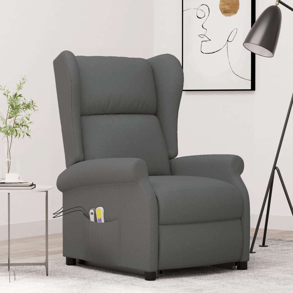 Vetonek Sillón de masaje elevable tela gris oscuro