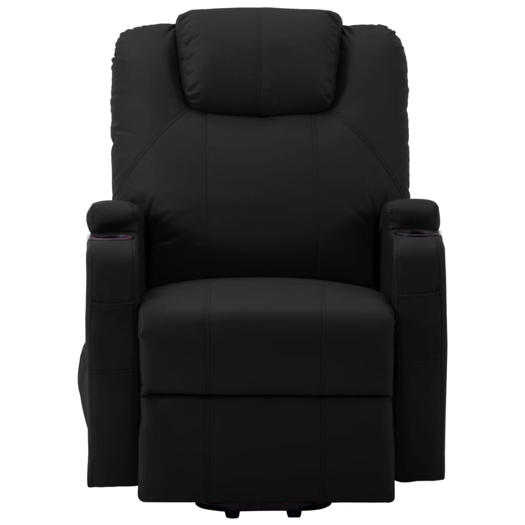 Black synthetic leather massage armchair