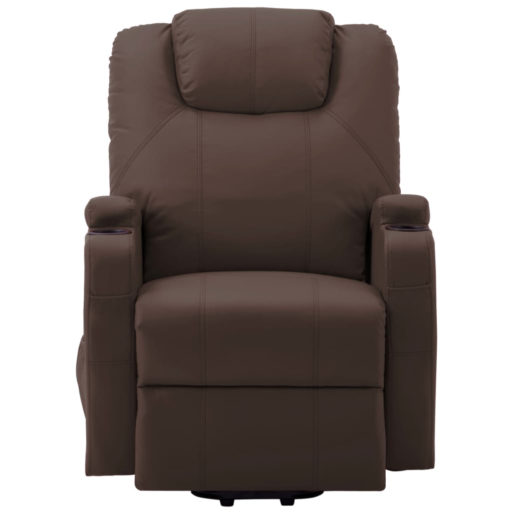 Brown synthetic leather massage armchair