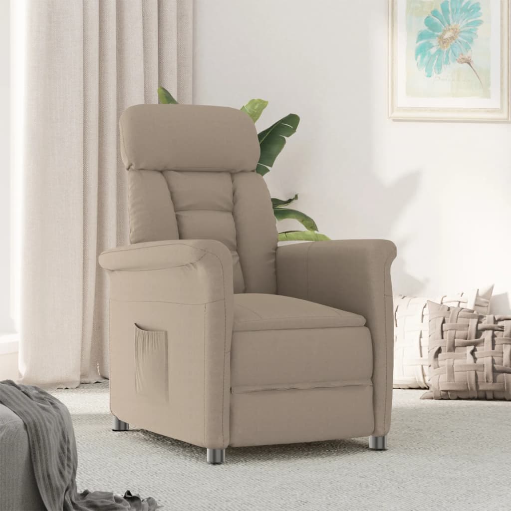 Vetonek Sillón reclinable de cuero sintético gris taupe