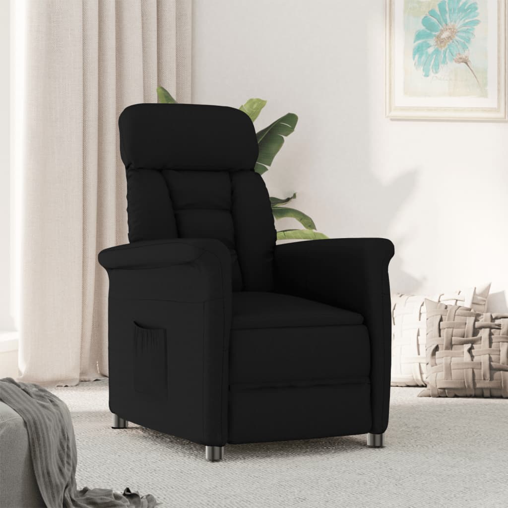 Vetonek Sillón reclinable de piel de ante sintético negro