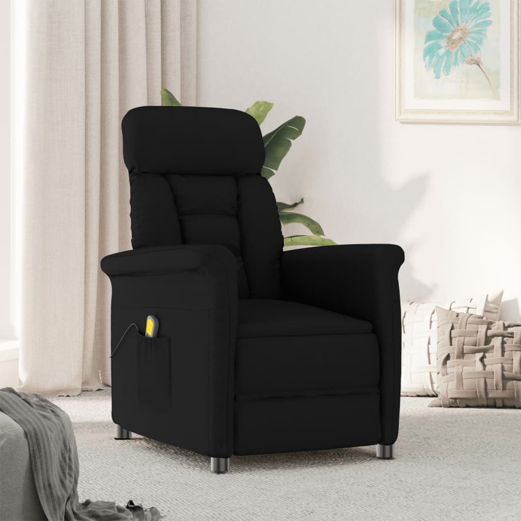 Vetonek Sillón de masaje reclinable de piel de ante artificial negro