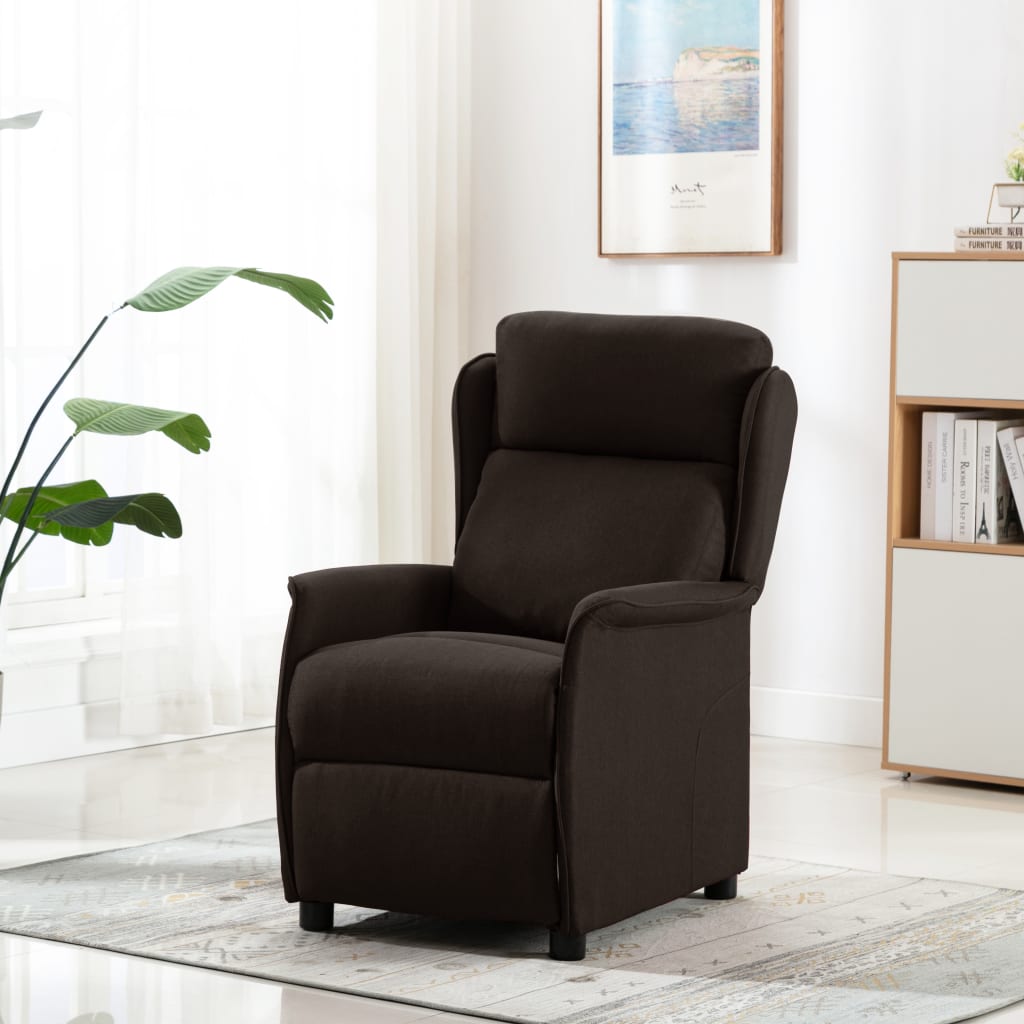 Vetonek Sillón reclinable de tela marrón oscuro