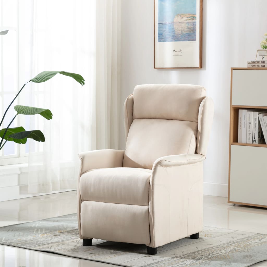 Vetonek Sillón reclinable de tela crema