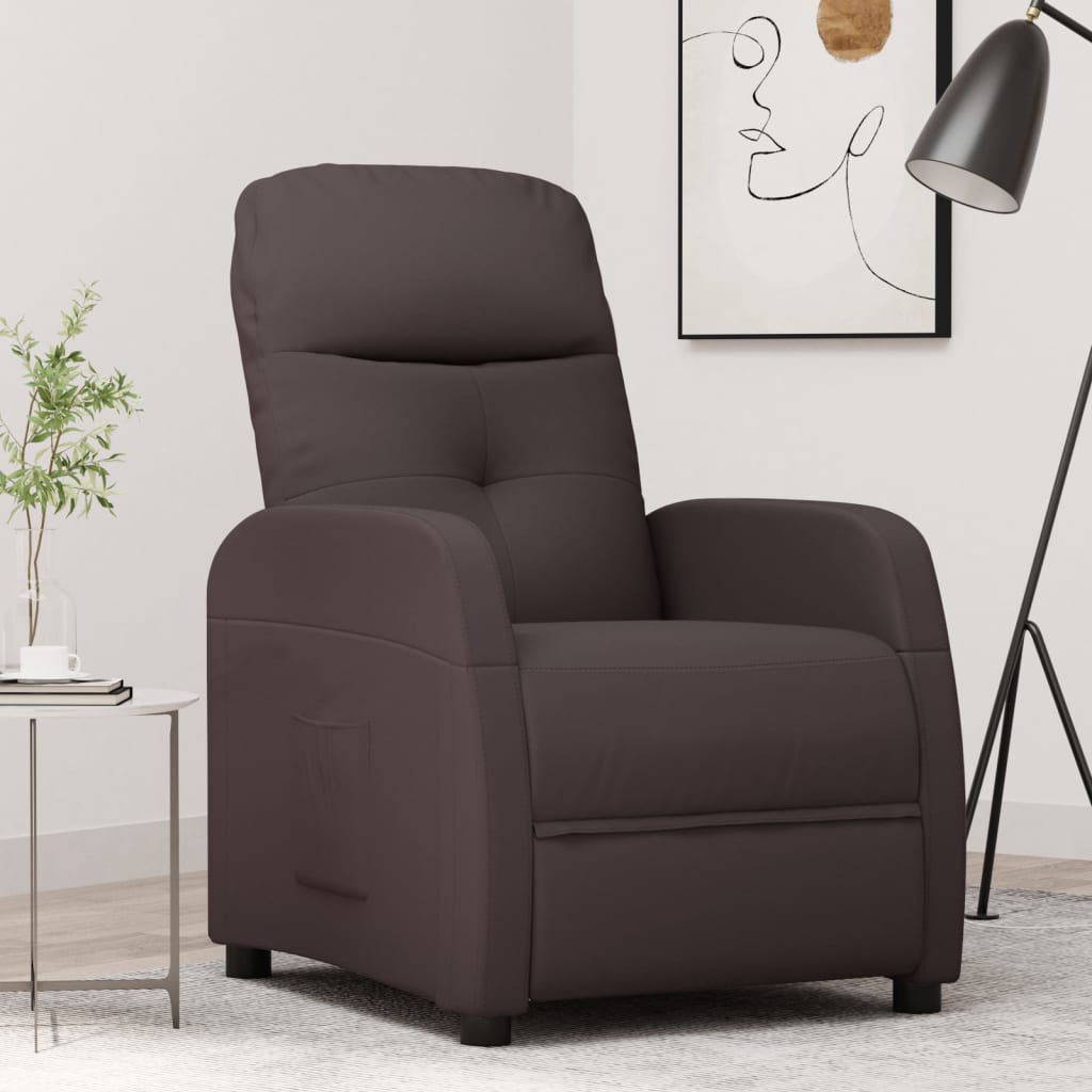 Vetonek Sillón reclinable de tela marrón oscuro