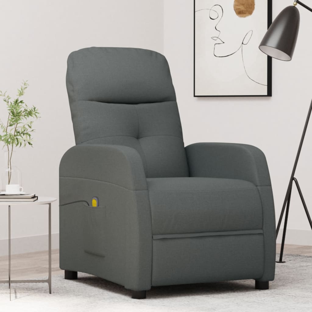 Vetonek Sillón de masaje de tela gris oscuro