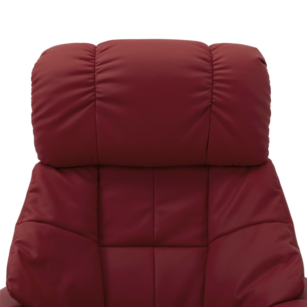 Sillón reclinable de masaje cuero PE madera curvada rojo tinto vidaXL