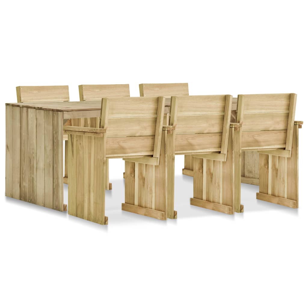 Set muebles de comedor de jardín 7 pzas madera pino impregnada