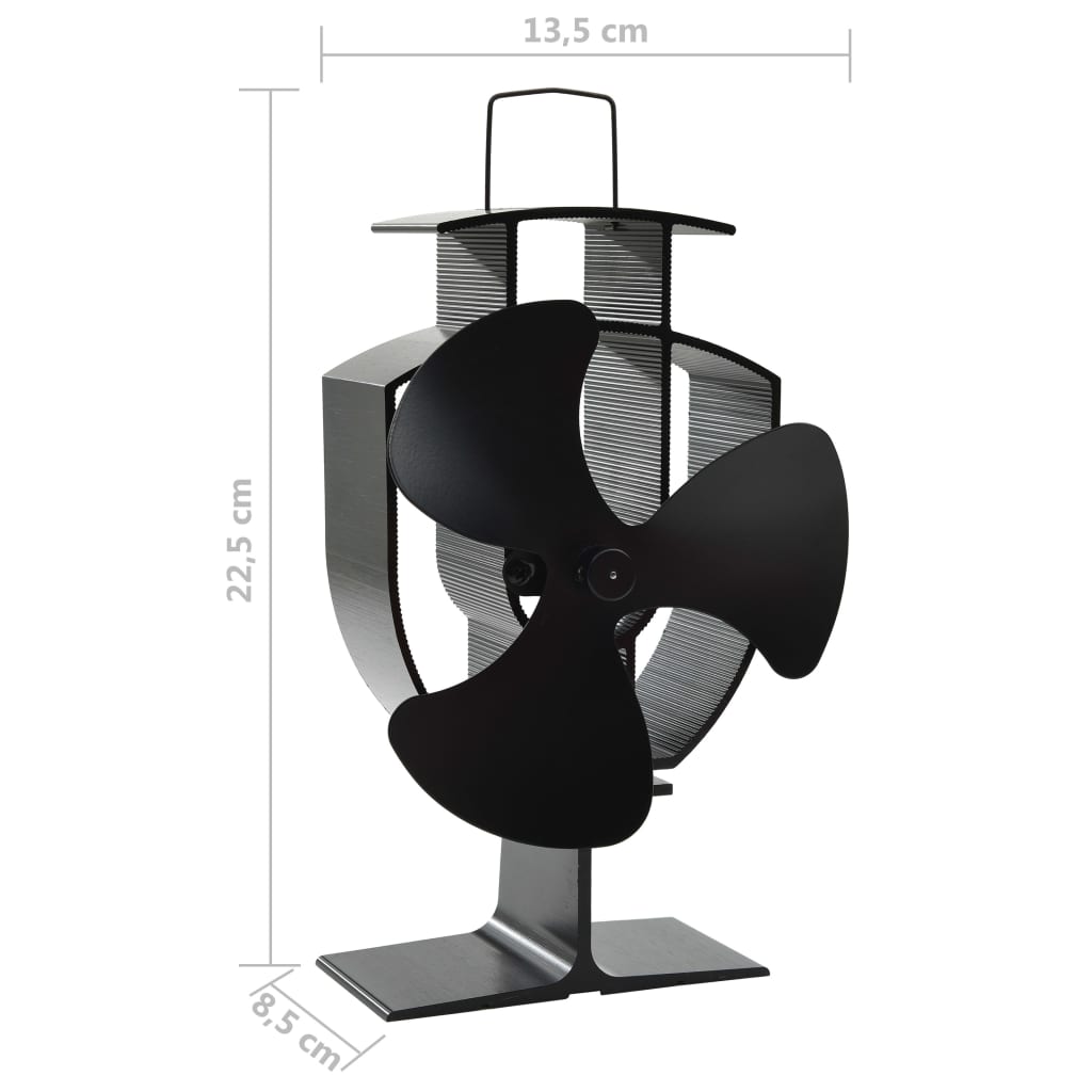 Ventilador de estufa accionado por calor 3 aspas negro vidaXL