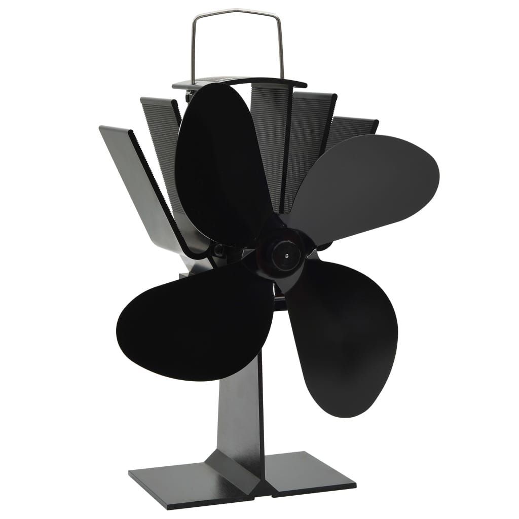 Ventilador de estufa accionado por calor 4 aspas negro vidaXL