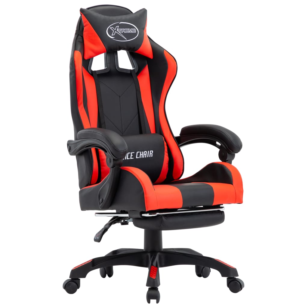 Vetonek Silla gaming con reposapiés cuero sintético rojo y negro