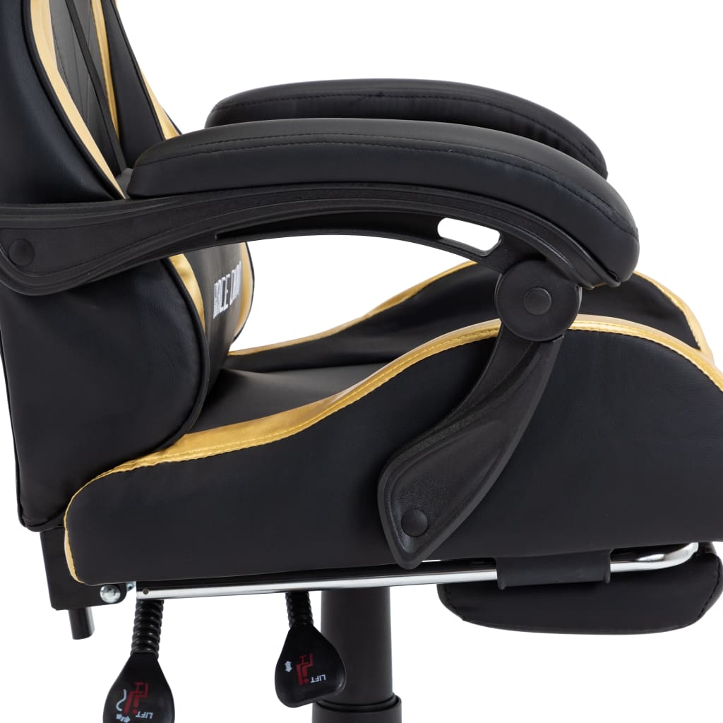 Silla gaming con reposapiés cuero sintético negro y dorado vidaXL