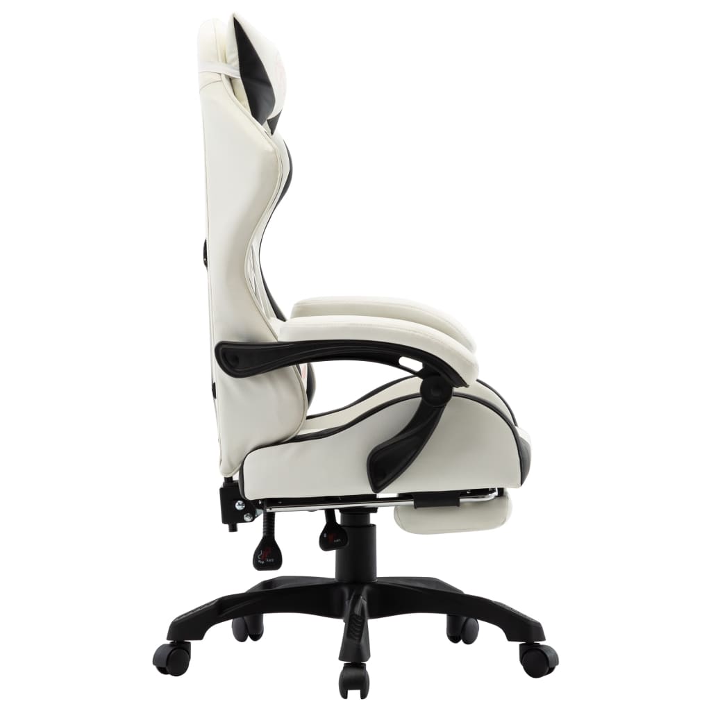 Silla gaming con reposapiés cuero sintético negro y blanco vidaXL