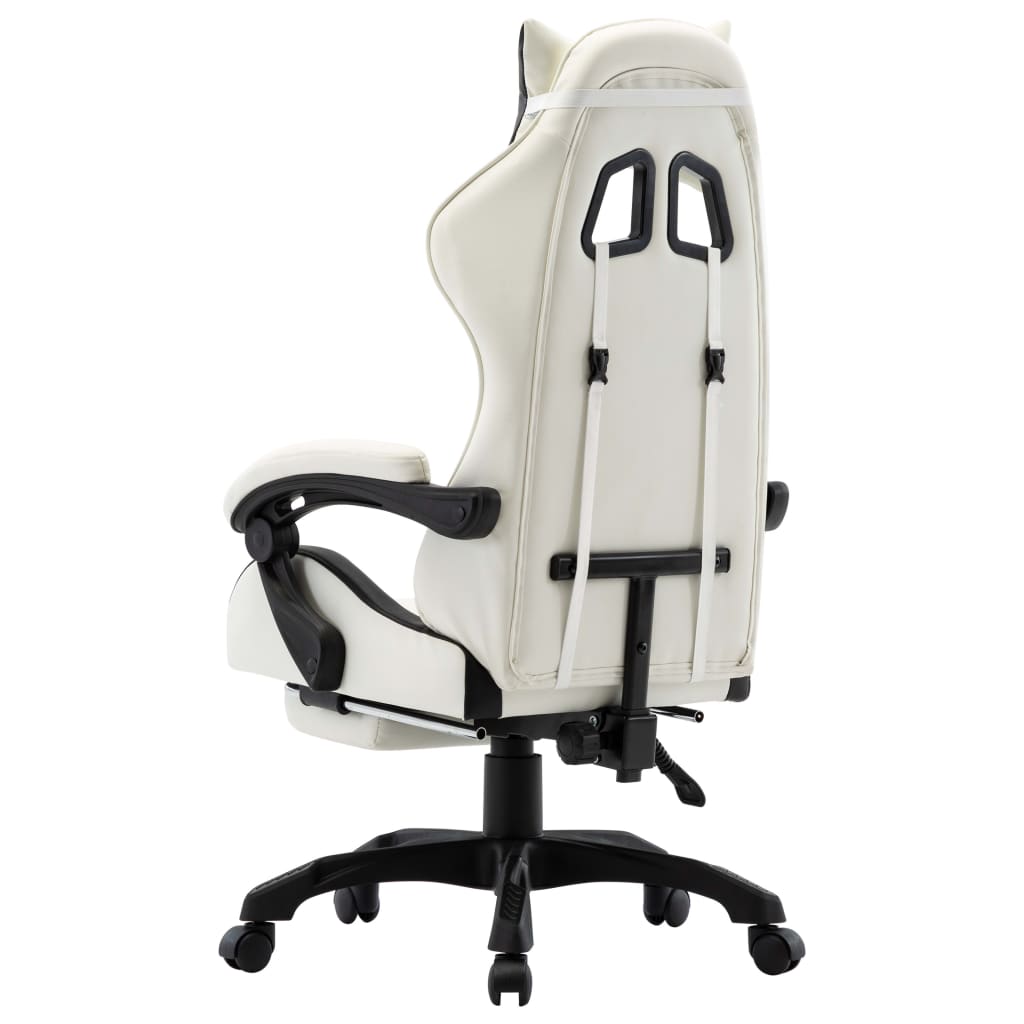 Silla gaming con reposapiés cuero sintético negro y blanco vidaXL