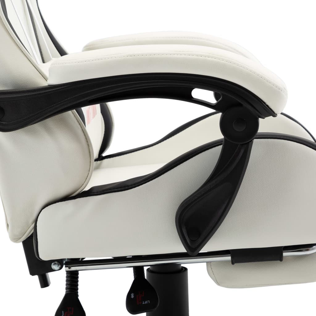 Silla gaming con reposapiés cuero sintético negro y blanco - Vetonek