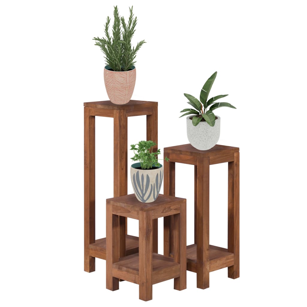 Vetonek Soportes para plantas 3 piezas madera maciza de teca