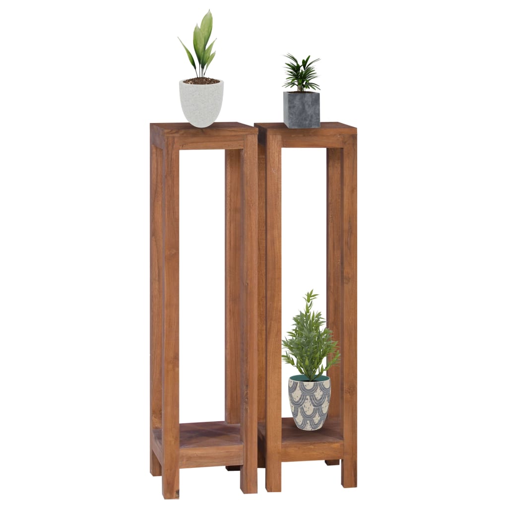 Vetonek Soportes para plantas 2 pzas 25x25x100 cm madera maciza de teca