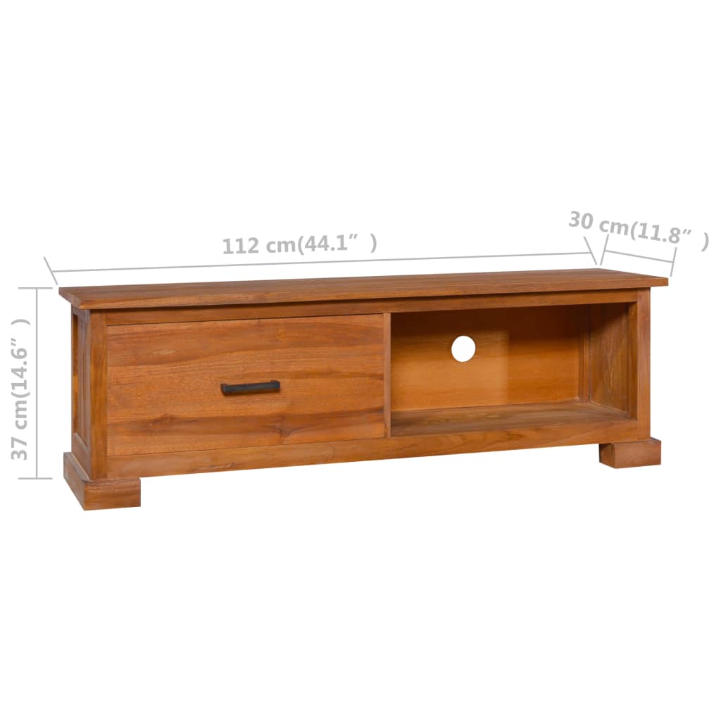 Mueble para TV de madera maciza de teca 112x30x37 cm