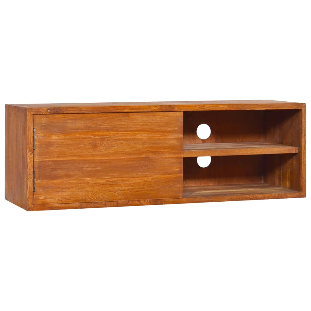 Vetonek Mueble de TV de pared madera maciza de teca 90x30x30 cm