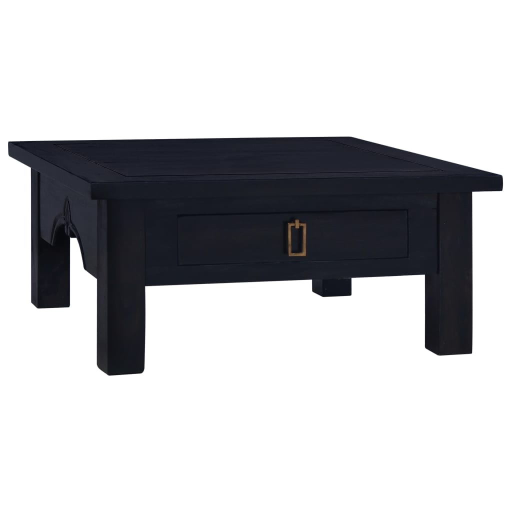 Vetonek Mesa de centro madera maciza caoba café negro claro 68x68x30 cm