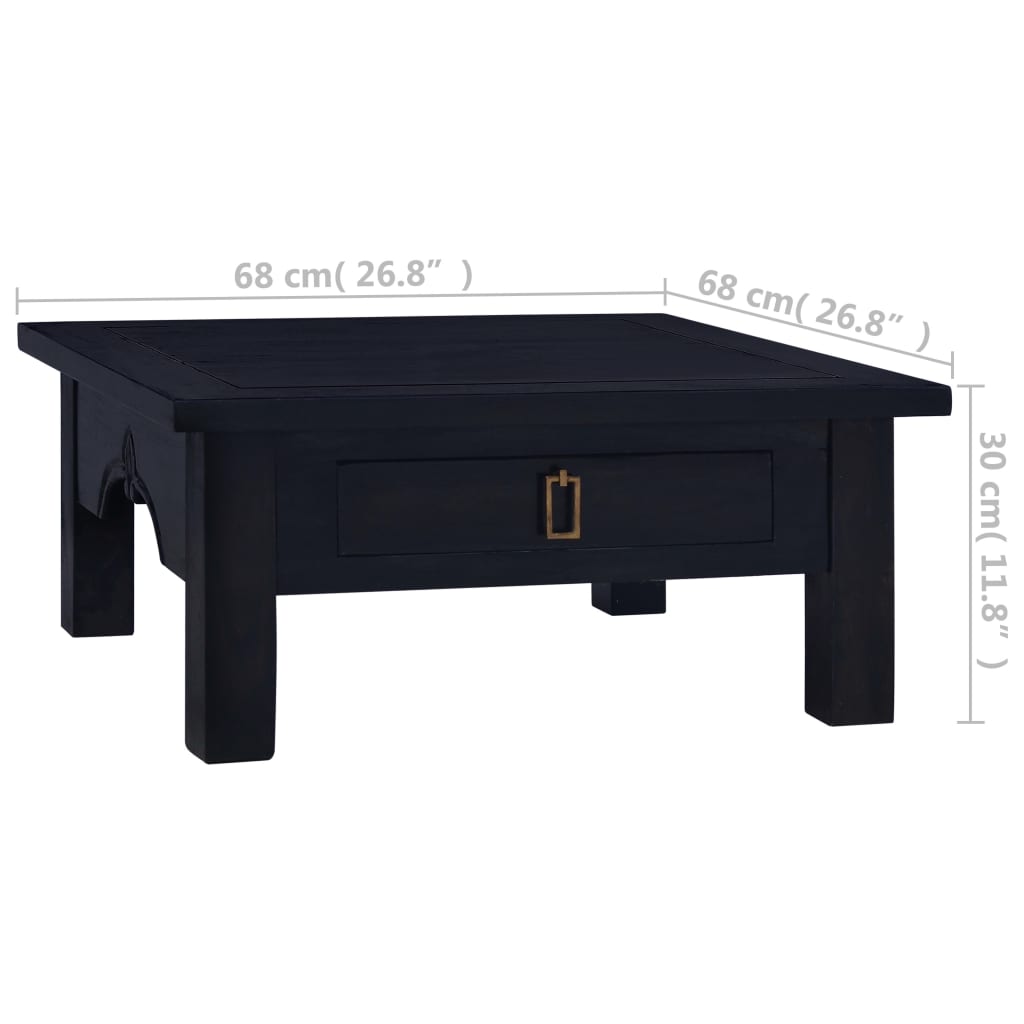 Mesa de centro madera maciza caoba café negro claro 68x68x30 cm