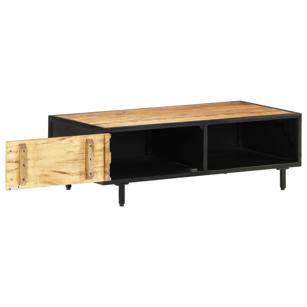 Mesa de centro de madera de mango rugosa 105x50x35 cm