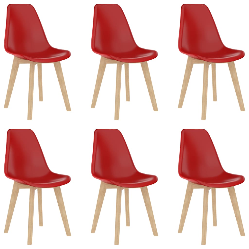 Vetonek Sillas de comedor 6 unidades plástico rojo