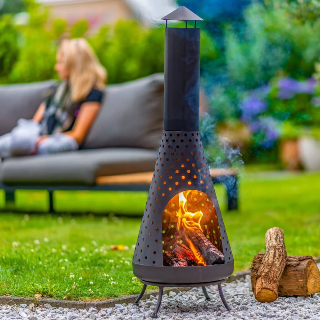 RedFire Chimenea de jardín Napa negro vidaXL